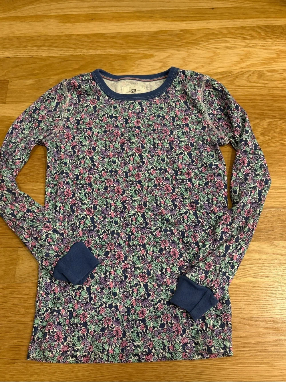 J. Crew Girls Long Sleeve Printed PJ Set Ivory Aqua Size 10